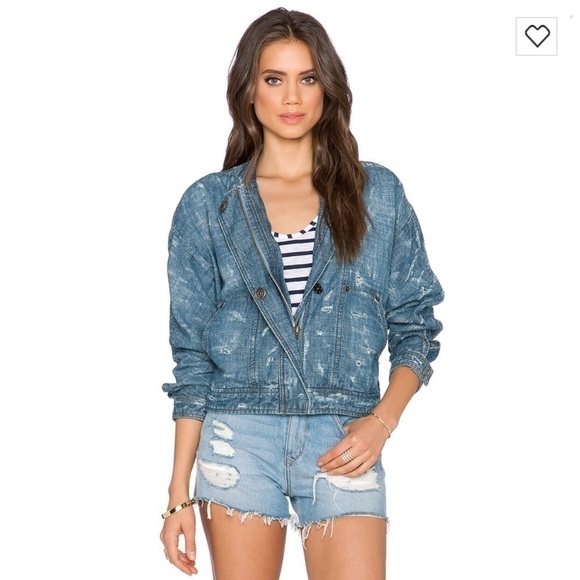 Free People Tattered Distress Tennis Jacket Indigo - Picture 7 of 8